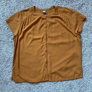 - Old Navy - Orange Short Sleeve Button-Up Blouse